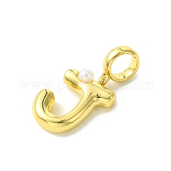 Ottone placcato a cremagliera con ciondoli pendenti europei con perle in plastica ABS&nbsp;KK-G501-02J-G