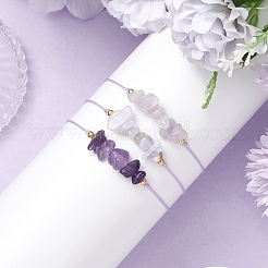 3 bracelet de perles tressées en pierres précieuses de 3 styles&nbsp;BJEW-JB11146-05