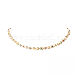 Collier chaîne à maillons fleur en émail coloré&nbsp;NJEW-JN04233