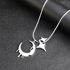 201 Halsketten mit Mond- und Sternanhängern aus Edelstahl für Damen und Herren&nbsp;WGAFFBE-01