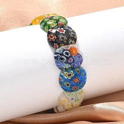 Bracciali elastici con perline lavorate a lume millefiori fatti a mano per uomo e donna&nbsp;BJEW-G738-01A-01