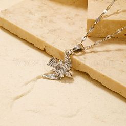Colliers avec pendentif en forme d'oiseau brillant en laiton micro pavé de zircones cubiques transparentes&nbsp;IR0521