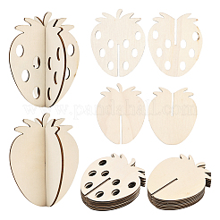 24 pz 2 stili di ornamenti in legno grezzo a forma di fragola&nbsp;WOOD-SC0002-26