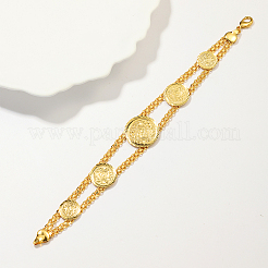 Bracelets à maillons ronds plats en laiton de style européen vintage pour femmes.&nbsp;ZS6290