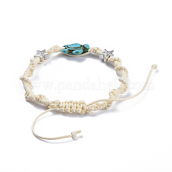 Verstellbare umweltfreundliche koreanische geflochtene Perlenarmbänder aus gewachstem Polyester&nbsp;BJEW-JB04424-02