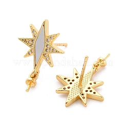 Accesorios para pendientes con forma de concha y circonita cúbica micropavé de latón&nbsp;KK-D363-06G