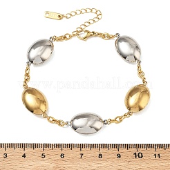 Pulseras de eslabones ovalados bicolor de acero inoxidable 304 para mujer&nbsp;BJEW-A169-12GP