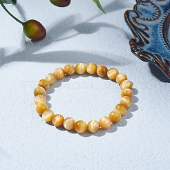 Bracciale elasticizzato con perle di occhio di tigre naturale tondo da 8.5 mm per donna ragazza&nbsp;BJEW-JB07152-02