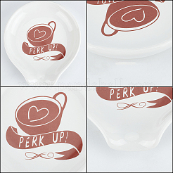 Portacucharas de cerámica con patrón de taza de café&nbsp;AJEW-WH0348-181A-02