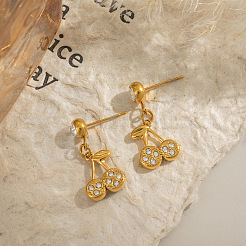 Boucles d'oreilles pendantes en acier inoxydable en forme de cerise&nbsp;UT5762