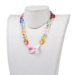 Personalisierte Regenbogen ccb Kunststoff & Acryl Bordsteinkette Ketten&nbsp;NJEW-JN02878