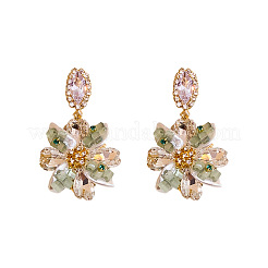 Blume-Legierung Strass baumeln Ohrstecker&nbsp;FS-WG9F12F-01