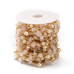 Chaînes de perles de quartz rose naturel faites à la main&nbsp;CHC-M024-22G-04-1