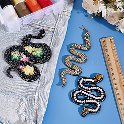 3 Stück 3 Stile Schlangenstoff & Strass & Polyester bestickter Stoffaufnäher&nbsp;DIY-WR0005-04
