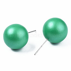 Orecchini rotondi in legno di schima dipinti per donna ragazza&nbsp;EJEW-T017-01C