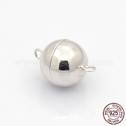 Anti-ossidazione rodiato 925 fermagli magnetici rotondi in argento sterling&nbsp;STER-L018-04