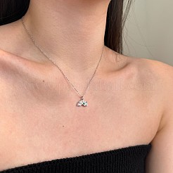 Collares colgantes de circonita cúbica micro pavé de plata esterlina arcoíris 925 para mujer&nbsp;NJEW-F338-06P