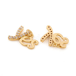 Breloques en laiton avec zircone cubique de micro pave&nbsp;ZIRC-G169-02G