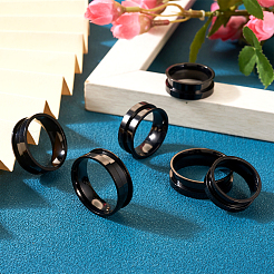 12 Stück 6 Größen 201 Edelstahl geriffelte Fingerringfassungen&nbsp;STAS-TA0002-15B