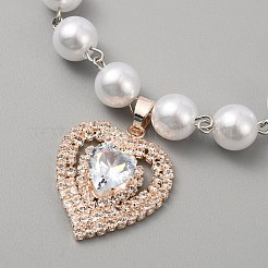 Collier pendentif chat chiot strass alliage coeur&nbsp;AJEW-WH0248-251
