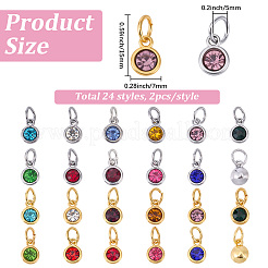 48 pièces 24 styles breloques en strass en verre en alliage plaqué&nbsp;FIND-SC0023-59