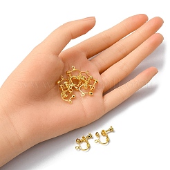 Reperti per orecchini a clip con viti in ottone placcato in rack&nbsp;KK-YW0001-10G