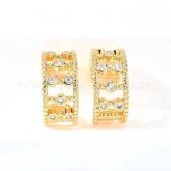 Orecchini a polsino in zircone chiaro con micro pavè di ottone&nbsp;EJEW-F370-10G