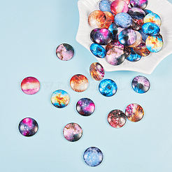 Cabochons en verre imprimé motif ciel étoilé&nbsp;GGLA-SC0001-02