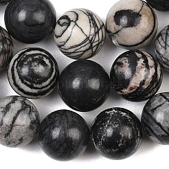 Natürliche schwarze Netzsteinperlenstränge&nbsp;G-L648-A11-16mm