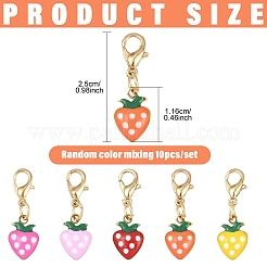 10 pz decorazioni pendenti in acciaio inossidabile 304 smaltato a forma di fragola&nbsp;HJEW-YW00295