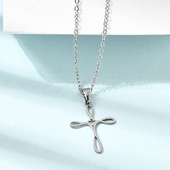 Colliers pendentifs croix religieuse en acier inoxydable 304&nbsp;SA-CBAB727-02P
