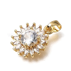 Micro pavé de zircone cubique transparent en laiton avec pendentifs en verre&nbsp;KK-CBAA632-32G