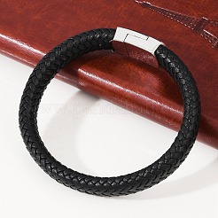 Pulseras de cordón de cuero trenzado de microfibra para mujeres y hombres&nbsp;BJEW-D304-07P-01