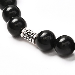 Bracciale elasticizzato con diffusore di olio di roccia lavica naturale perline di meditazione per gioielli da uomo e da donna&nbsp;BJEW-JB06721