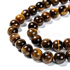 Grade ab naturelle perles rondesoeil de tigre brins&nbsp;X-G-O047-02-10mm