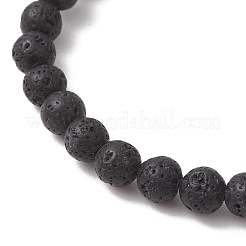 Bracelets extensibles à perles rondes en pierre de lave naturelle&nbsp;BJEW-JB13512