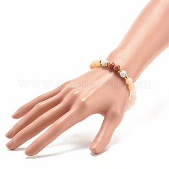 Bracelet extensible perles rondes en aventurine naturelle et bois&nbsp;BJEW-JB07805