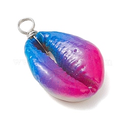 Pendentifs en coquillage cauri naturel peints à la bombe bleu ciel profond&nbsp;PALLOY-JF04260-01