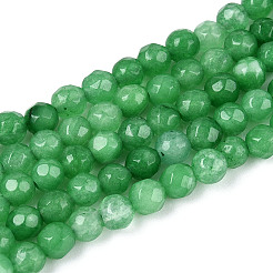 Teñidos naturales blancas abalorios de jade hebras&nbsp;G-T139-4mm-60-17