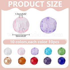 100pcs 10 Farben transparente Glasperlen&nbsp;GLAA-HY0001-52