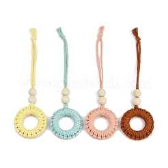 4 pieza de adornos colgantes redondos de algodón&nbsp;HJEW-JM04035