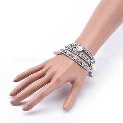 (vente d'usine de fêtes de bijoux) bracelets enroulés de cordon en polyester ciré coréen&nbsp;BJEW-JB04061