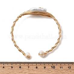 Armreifen aus Naturperlen im Barockstil&nbsp;BJEW-D453-02G