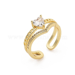 Offene Fingerringe aus Messing mit Mikropflaster und durchsichtigem Zirkonia für Damen&nbsp;RJEW-M028-97G