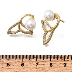 Pendientes de cola de pez con micropavé de latón y circonitas cúbicas transparentes&nbsp;EJEW-P322-13G