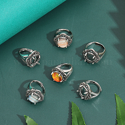 6 Stück verstellbare Fingerring-Beschläge aus Legierung&nbsp;FIND-CA0007-36