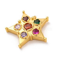 Pendentifs avec zircon cubiques à micro-pavés en laiton&nbsp;KK-U033-06G-02