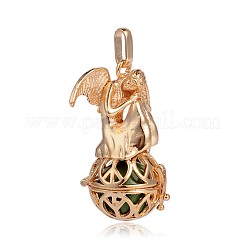 Pendentifs de cages rondes creuses en laiton plaqué d'or&nbsp;KK-J249-01G