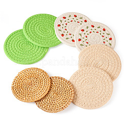 8 Stück 4 Stile Rattan & Baumwollmatte&nbsp;AJEW-MB0001-02