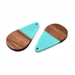 Pendentifs en résine opaque et bois de noyer&nbsp;RESI-N025-030-B03